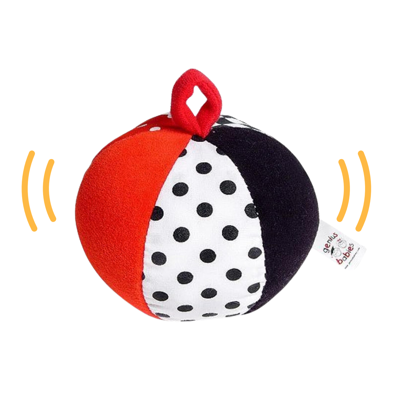 Soft Plush Ball in Black White Red with Jingle Chime 4 Diameter Genius Babies Toys
