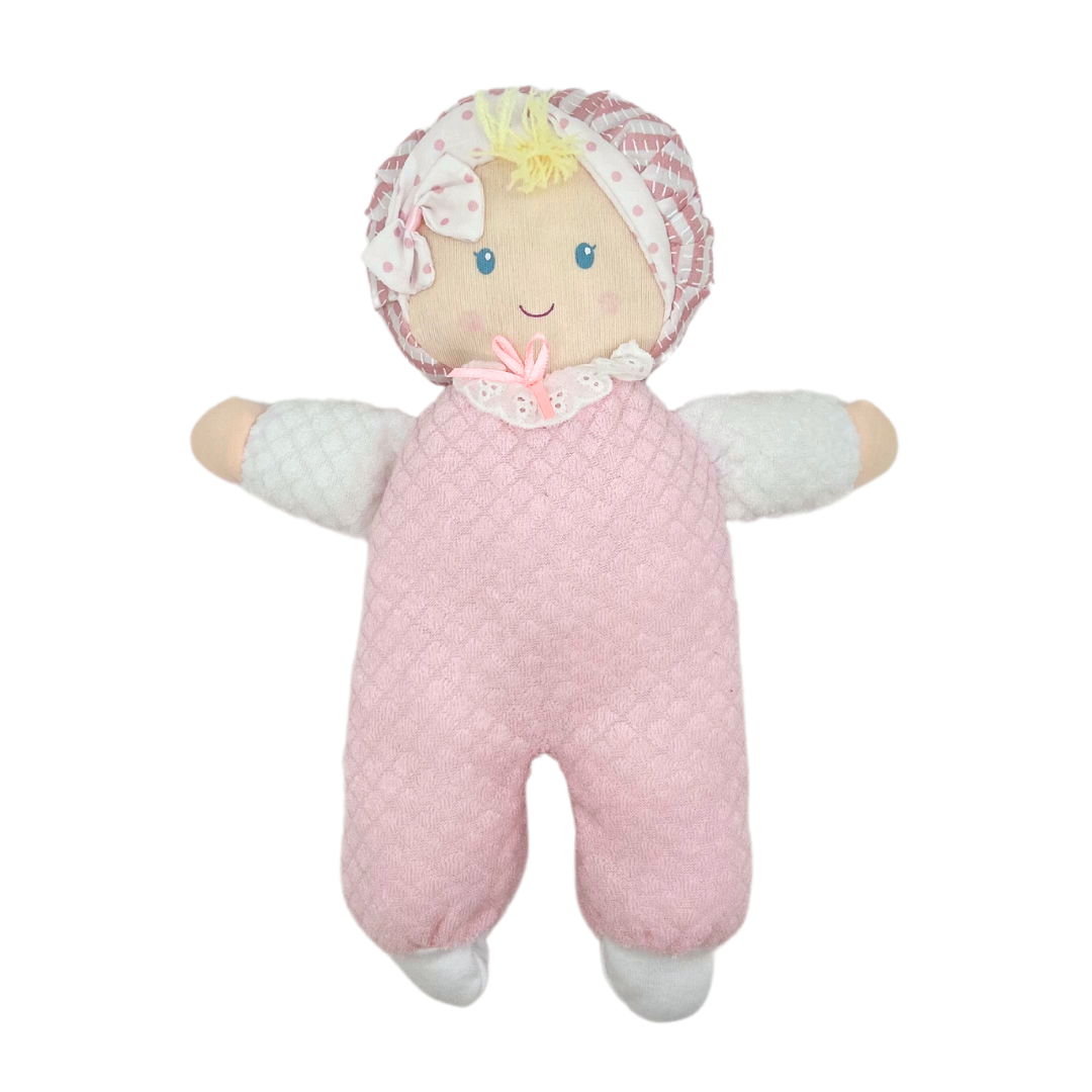 Soft Eden Terry Baby Doll and Lovey in Pink with Yellow Hair 11
