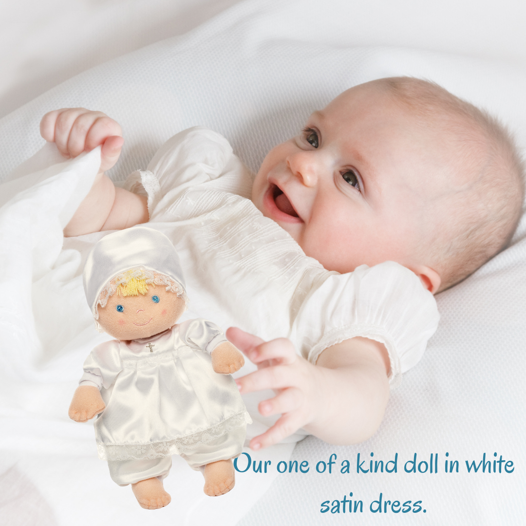 Baby in Baptism Christening Dress and Doll