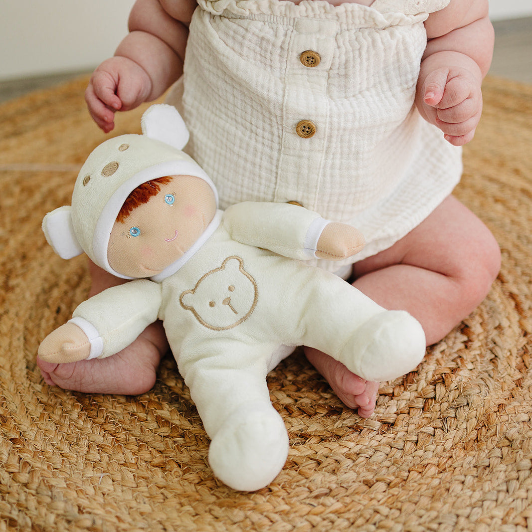 My First Unisex Baby Doll in Yellow with Rattle