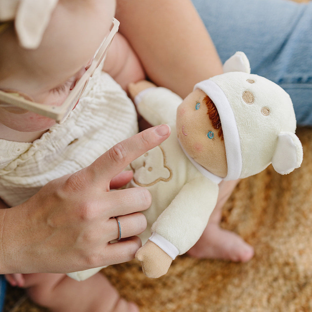 My First Unisex Baby Doll in Yellow with Rattle