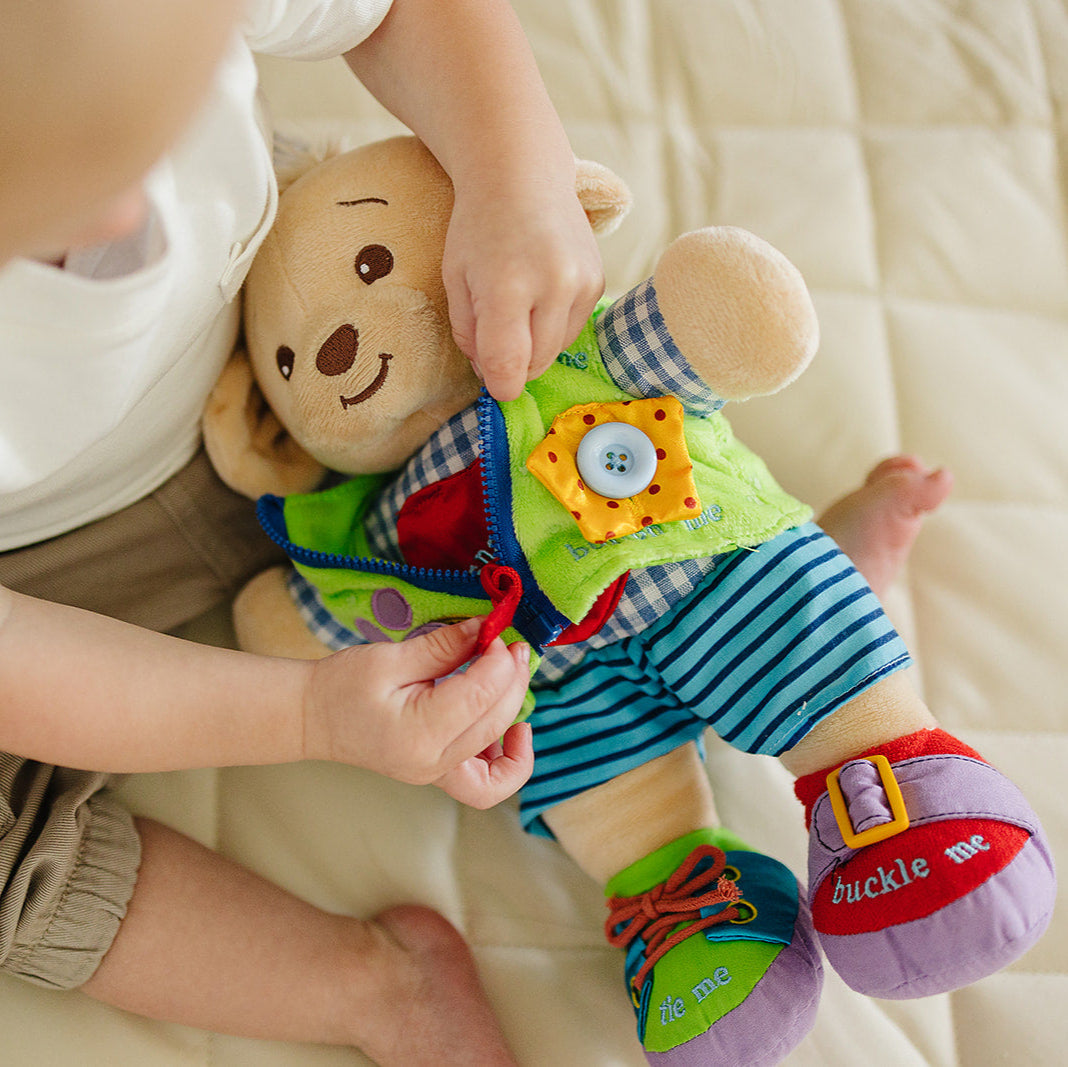 Learn to Dress Bear Doll w. Zipper, Ties, Buckle, Snap, Button