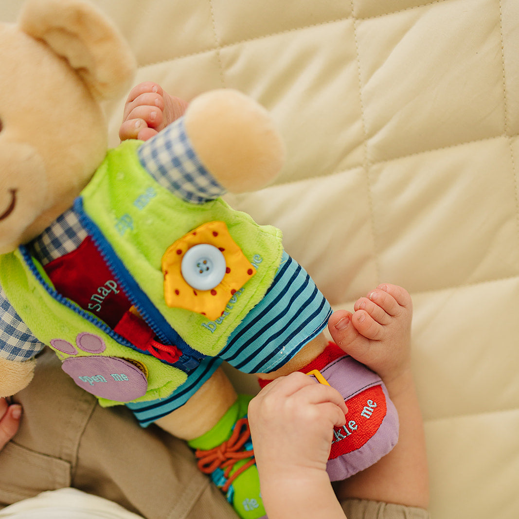 Learn to Dress Bear Doll w. Zipper, Ties, Buckle, Snap, Button