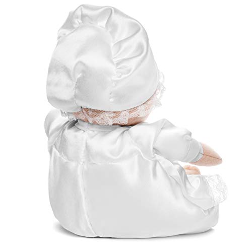 Christening Baptism Soft Baby Doll in White Satin Dress