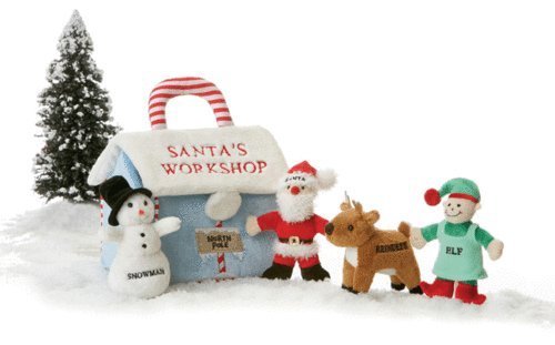 My First Christmas Santa's Workshop Playset; 5 Piece Set with Developmental and Sensory Surprise Toys (Santa Claus, Snowman, Reindeer, Elf)