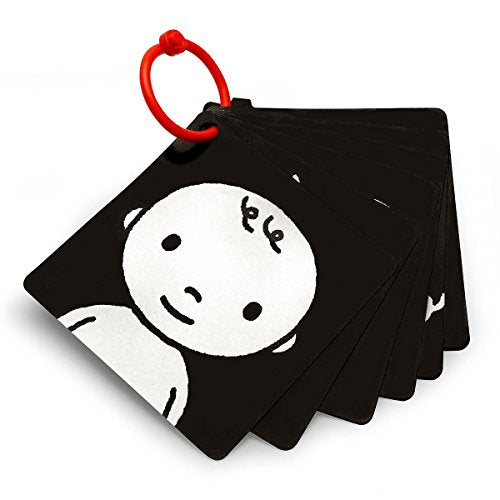 Genius Baby Toys | The Original Black, White, Red Flashcards for Baby and Infant, High Contrast Pictures for Stimulation and Play, Set of 6, with Stroller Clip
