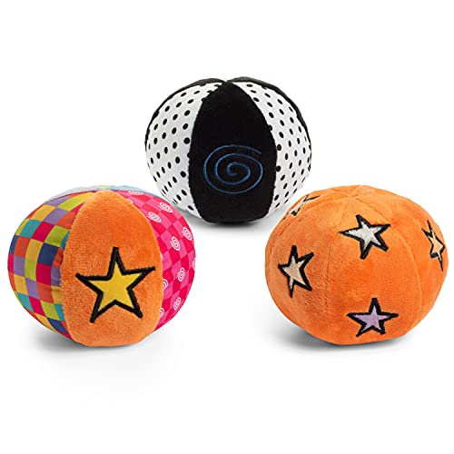 Set of 3 Montessori Balls with Chime, Rattle, Crinkle in Multicolor