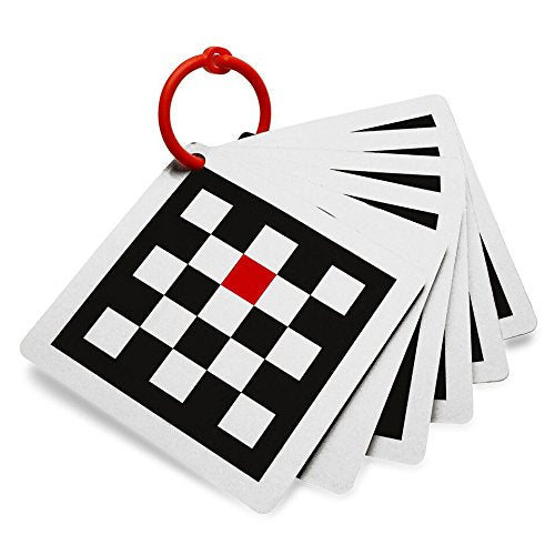 Genius Baby Toys | The Original Black, White, Red Flashcards for Baby and Infant, High Contrast Pictures for Stimulation and Play, Set of 6, with Stroller Clip
