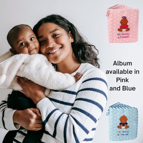 Pink Fleece Baby Girl Photo Album (Holds 15 Photos) - Black, Brown, Multiracial African American Family & Friends