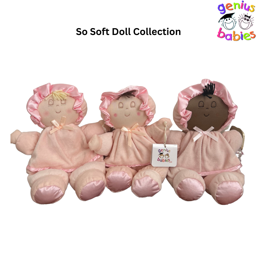 Classic So-Soft Black, Brown, Multiracial Baby Girl Doll Lovey, 11"