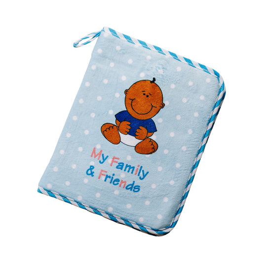 Blue Fleece Black, Brown, Multi-raclal Baby Boy Photo Album (Holds 15 Photos)