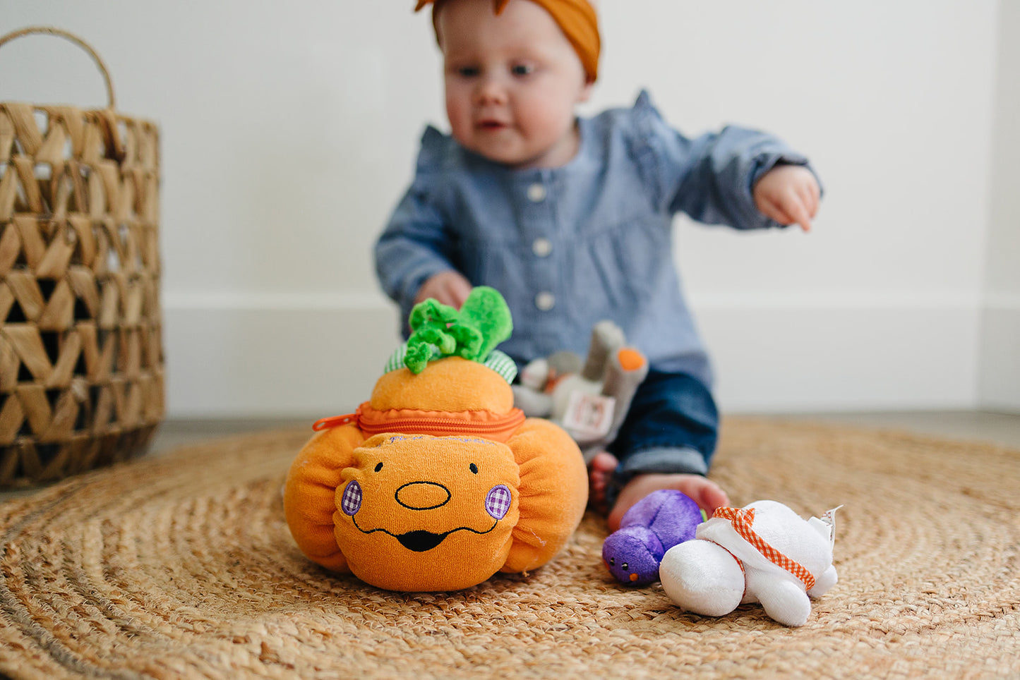 Halloween Stuffed Pumpkin Playset with 4 ct Sensory Toys