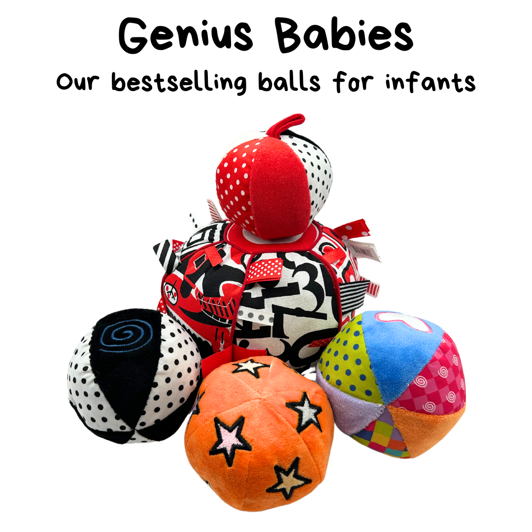 Soft Plush Ball in Black, White, Red with Jingle Chime (4" Diameter)