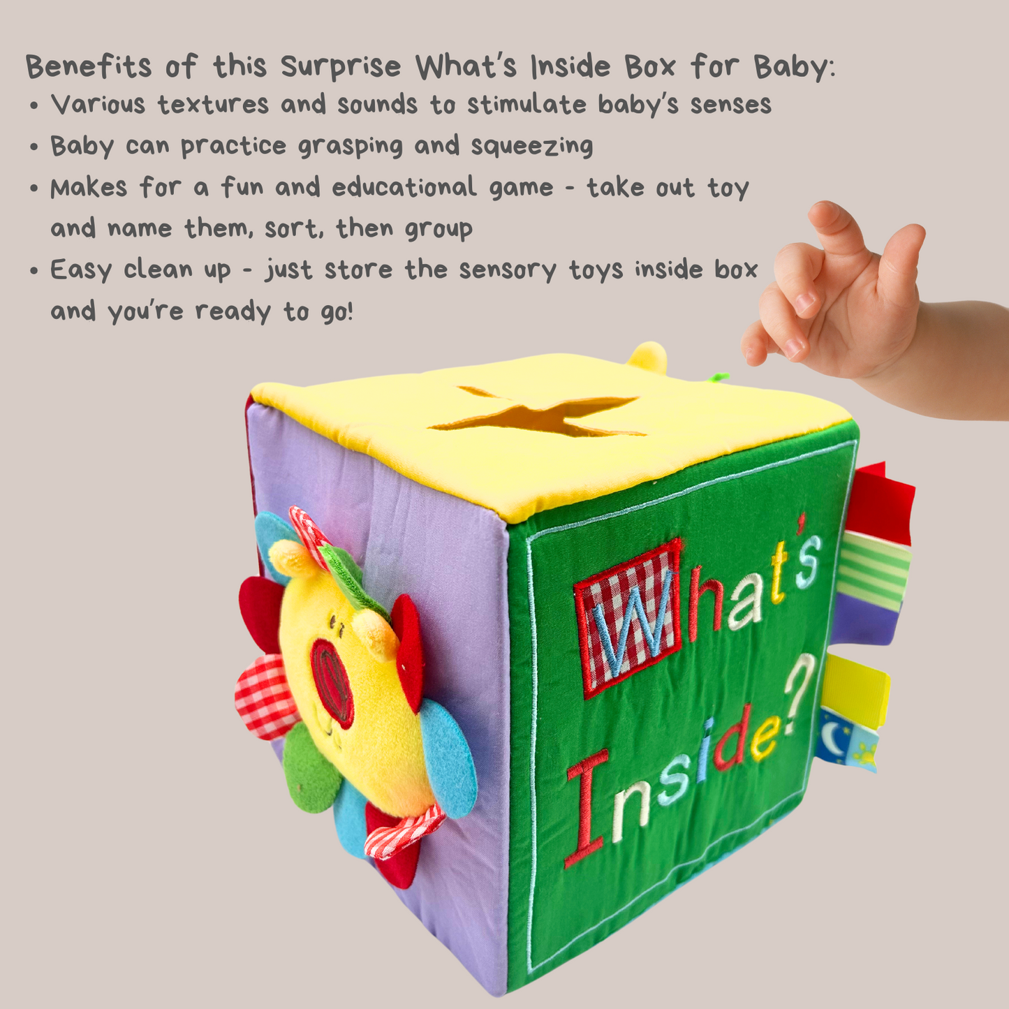 Baby Surprise Box What's Inside Box with Colorful Sensory Baby Toys
