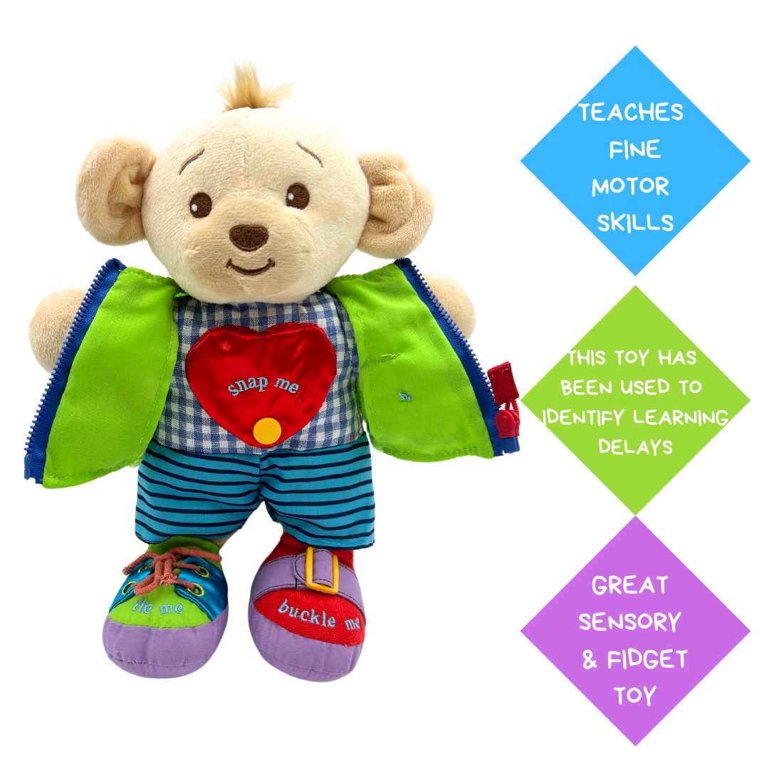 Learn to Dress Bear w. Zipper, Ties, Buckle, Snap, Button