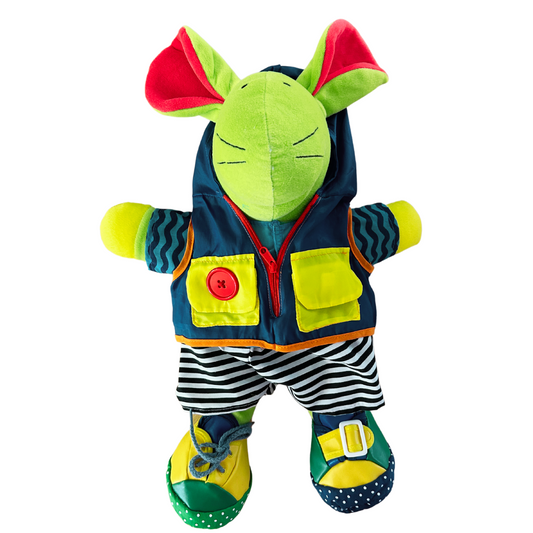 Learn to Dress Doll and Toy Mouse with Removable Clothes and Shoes for Fine Motor Skills, ASD