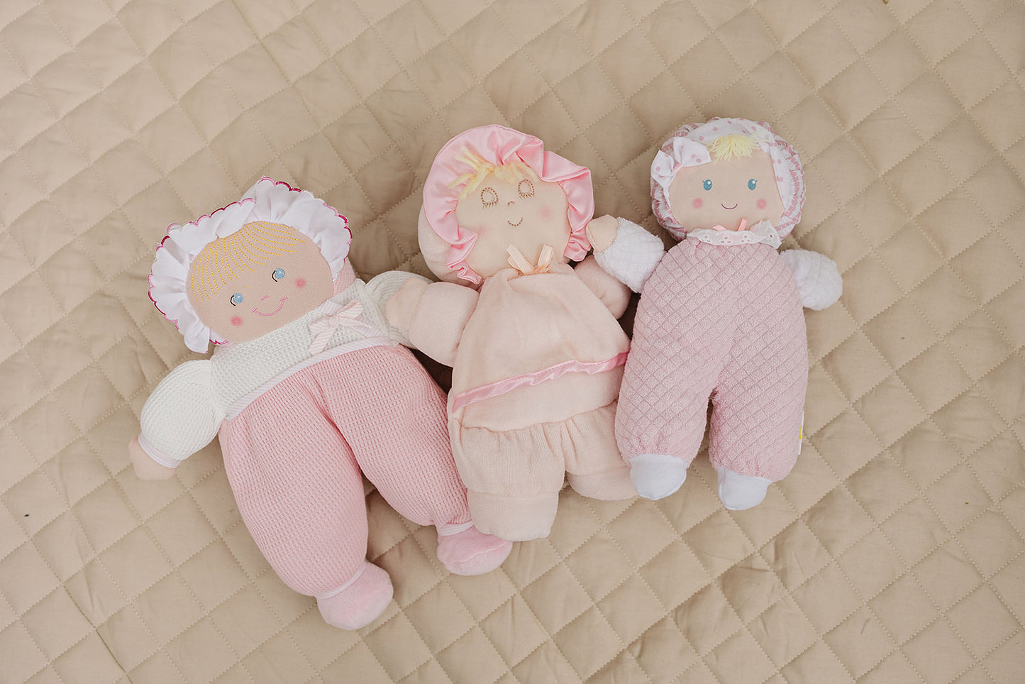 Soft Eden Terry Baby Doll and Lovey in Pink with Yellow Hair, 11"