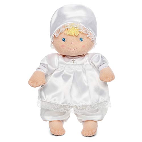 Eden Keepsake Collection| Baby Christening Baptism Soft Doll in White Satin Dress, 12"