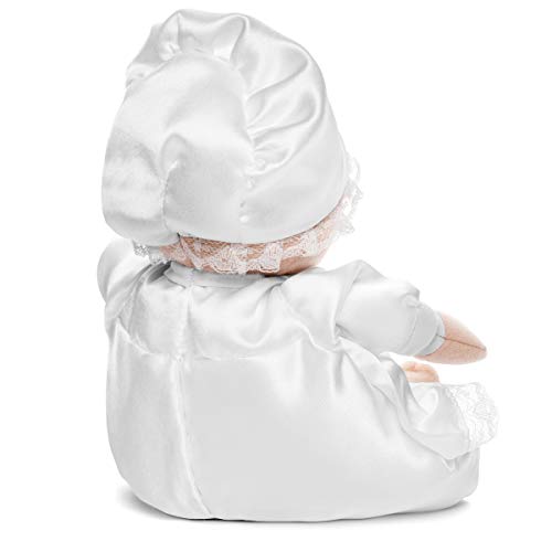 Eden Keepsake Collection| Baby Christening Baptism Soft Doll in White Satin Dress, 12"