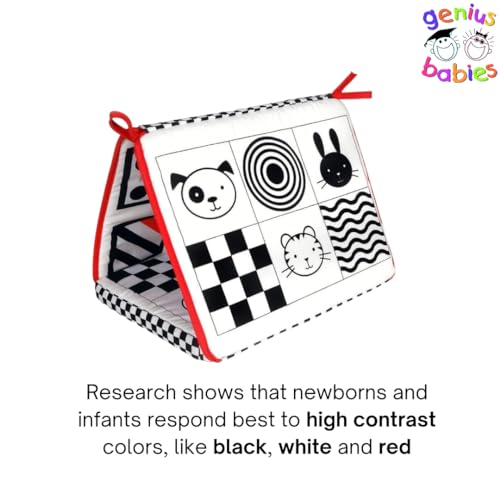 KUANGO Tappeto Tummy Time Con Specchio Per Neonati - Giocattolo Montessori 2 In 1 Ad Alto Contrasto Bianco E Nero Per 0-3 Mesi