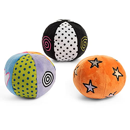 Set of 3 Balls with Chime, Rattle, Crinkle in Multicolor