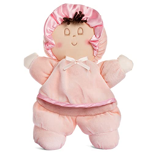 Classic My First So-Soft Baby Girl Doll Lovey, Pink Dress with Brown Hair, 11"