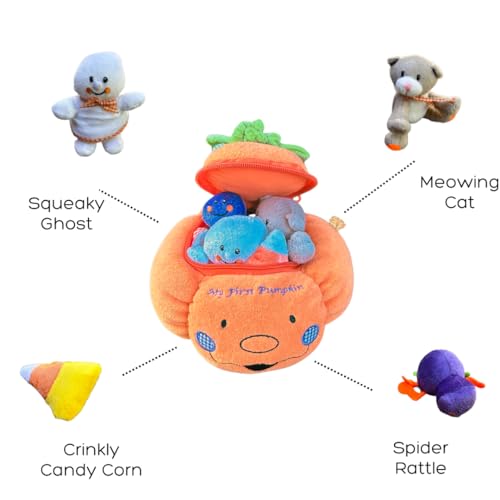 Halloween Stuffed Pumpkin Playset with 4 ct Sensory Toys