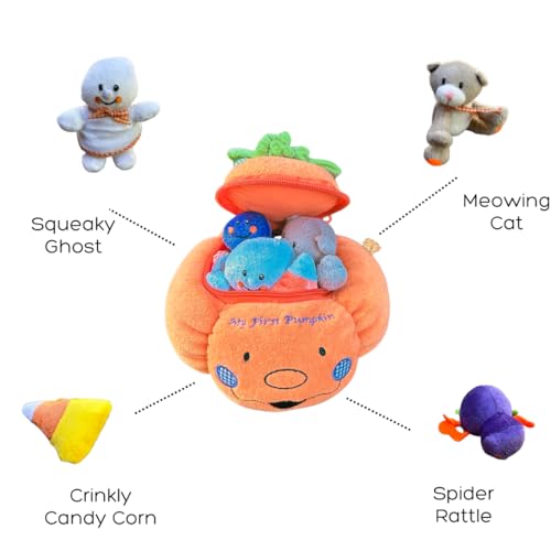 Halloween Stuffed Pumpkin Playset with 5 ct Sensory Toys