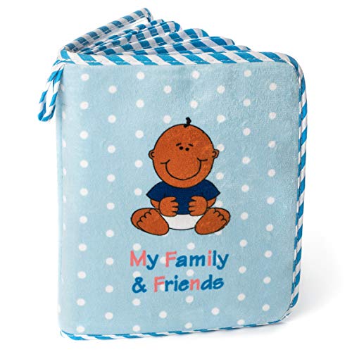 Blue Fleece Baby Boy Photo Album (Holds 15 Photos) - Black, Brown, Multiracial African American Family & Friends