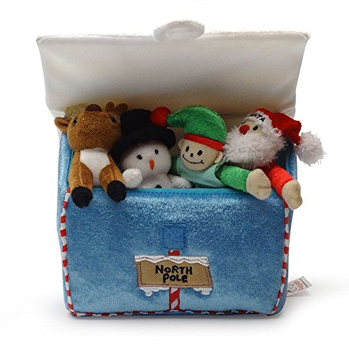 My First Christmas Santa's Workshop Playset; 5 Piece Set with Developmental and Sensory Surprise Toys (Santa Claus, Snowman, Reindeer, Elf)