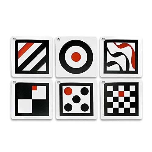 Genius Baby Toys | The Original Black, White, Red Flashcards for Baby and Infant, High Contrast Pictures for Stimulation and Play, Set of 6, with Stroller Clip